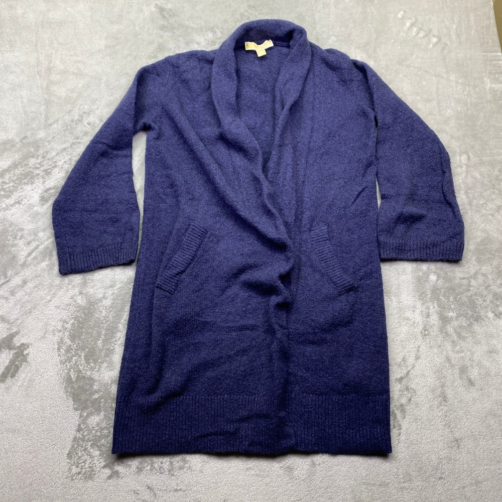 Michael Kors Purple Longline Shawl Collar Open Front Cardigan Sweater Womens S